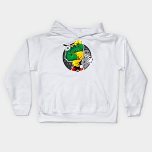 alligator golfer illustration Kids Hoodie